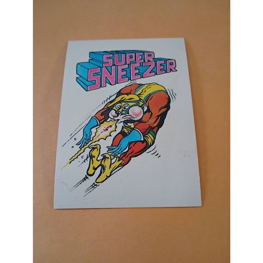 1983 General Mills Zero Heroe Trading Card Sticker Card Vintage 29 Super Sneezer